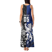 New Zealand And Scotland Rugby Custom Tank Maxi Dress Maori Tiki With Thistle Together LT05 - Polynesian Pride