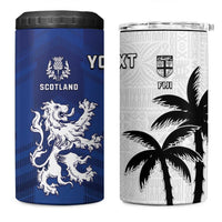 Fiji And Scotland Rugby Custom 4 in 1 Can Cooler Tumbler Fijian Palm Tree With Thistle Together