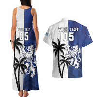 Fiji And Scotland Rugby Custom Couples Matching Tank Maxi Dress and Hawaiian Shirt Fijian Palm Tree With Thistle Together LT05 - Polynesian Pride