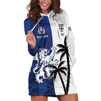 Fiji And Scotland Rugby Custom Hoodie Dress Fijian Palm Tree With Thistle Together LT05 Blue - Polynesian Pride