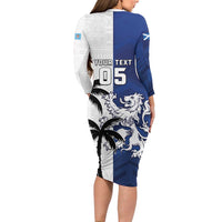 Fiji And Scotland Rugby Custom Long Sleeve Bodycon Dress Fijian Palm Tree With Thistle Together LT05 - Polynesian Pride