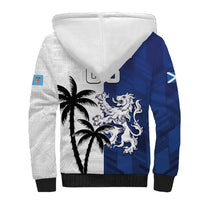 Fiji And Scotland Rugby Custom Sherpa Hoodie Fijian Palm Tree With Thistle Together LT05 - Polynesian Pride