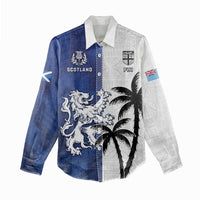 Fiji And Scotland Rugby Custom Women Casual Shirt Fijian Palm Tree With Thistle Together LT05 - Polynesian Pride