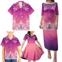 New Zealand Matariki Family Matching Puletasi and Hawaiian Shirt Maori Marae Purple Galaxy LT05 - Polynesian Pride