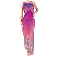 New Zealand Matariki Family Matching Tank Maxi Dress and Hawaiian Shirt Maori Marae Purple Galaxy LT05 Mom's Dress Purple - Polynesian Pride