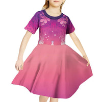 New Zealand Matariki Kid Short Sleeve Dress Maori Marae Purple Galaxy LT05 - Polynesian Pride