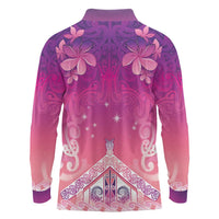 New Zealand Matariki Long Sleeve Polo Shirt Maori Marae Purple Galaxy LT05 - Polynesian Pride