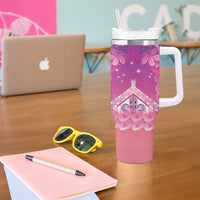 New Zealand Matariki Tumbler With Handle Maori Marae Purple Galaxy