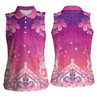 New Zealand Matariki Women Sleeveless Polo Shirt Maori Marae Purple Galaxy LT05 - Polynesian Pride