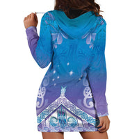 New Zealand Matariki Hoodie Dress Maori Marae Cyan Galaxy LT05 - Polynesian Pride