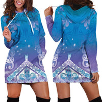 New Zealand Matariki Hoodie Dress Maori Marae Cyan Galaxy LT05 - Polynesian Pride