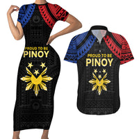 Philippines Independence Day Couples Matching Short Sleeve Bodycon Dress and Hawaiian Shirt Proud To Be Pinoy LT05 Black - Polynesian Pride