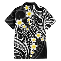 Plumeria With Black Polynesian Tattoo Pattern Family Matching Short Sleeve Bodycon Dress and Hawaiian Shirt LT05 - Polynesian Pride