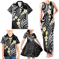 Plumeria With Black Polynesian Tattoo Pattern Family Matching Tank Maxi Dress and Hawaiian Shirt LT05 - Polynesian Pride