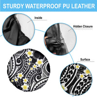 Plumeria With Black Polynesian Tattoo Pattern Spare Tire Cover
