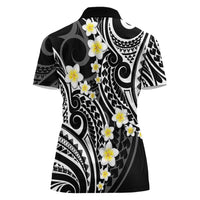 Plumeria With Black Polynesian Tattoo Pattern Women Polo Shirt