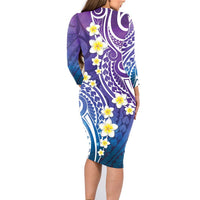 Plumeria With Galaxy Polynesian Tattoo Pattern Family Matching Long Sleeve Bodycon Dress and Hawaiian Shirt LT05 - Polynesian Pride
