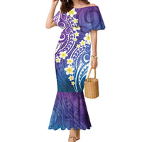 Plumeria With Galaxy Polynesian Tattoo Pattern Family Matching Mermaid Dress and Hawaiian Shirt LT05 Mom's Dress Galaxy - Polynesian Pride