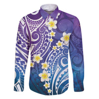 Plumeria With Galaxy Polynesian Tattoo Pattern Family Matching Off The Shoulder Long Sleeve Dress and Hawaiian Shirt LT05 Dad's Shirt - Long Sleeve Galaxy - Polynesian Pride