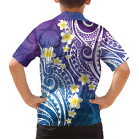 Plumeria With Galaxy Polynesian Tattoo Pattern Family Matching Short Sleeve Bodycon Dress and Hawaiian Shirt LT05 - Polynesian Pride