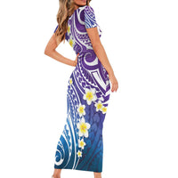 Plumeria With Galaxy Polynesian Tattoo Pattern Family Matching Short Sleeve Bodycon Dress and Hawaiian Shirt LT05 - Polynesian Pride