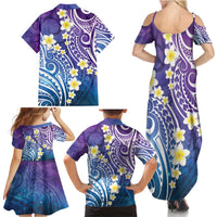 Plumeria With Galaxy Polynesian Tattoo Pattern Family Matching Summer Maxi Dress and Hawaiian Shirt LT05 - Polynesian Pride