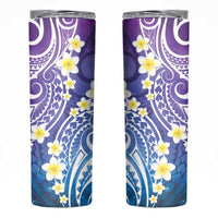Plumeria With Galaxy Gradient Polynesian Tattoo Pattern Skinny Tumbler