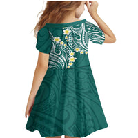 Plumeria With Teal Polynesian Tattoo Pattern Family Matching Mermaid Dress and Hawaiian Shirt LT05 - Polynesian Pride