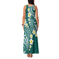 Plumeria With Teal Polynesian Tattoo Pattern Family Matching Tank Maxi Dress and Hawaiian Shirt LT05 - Polynesian Pride