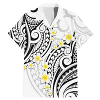 Plumeria With White Polynesian Tattoo Pattern Family Matching Mermaid Dress and Hawaiian Shirt LT05 Dad's Shirt - Short Sleeve White - Polynesian Pride