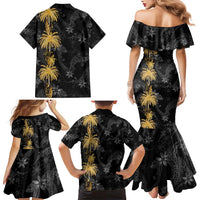 Hawaiian Honu And Surfboards Family Matching Mermaid Dress and Hawaiian Shirt Gold Style LT05 - Polynesian Pride