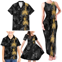 Hawaiian Honu And Surfboards Family Matching Tank Maxi Dress and Hawaiian Shirt Gold Style LT05 - Polynesian Pride