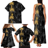 Hawaiian Honu And Surfboards Family Matching Tank Maxi Dress and Hawaiian Shirt Gold Style LT05 - Polynesian Pride