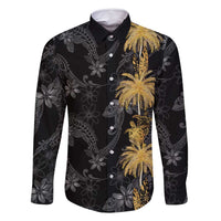 Hawaiian Honu And Surfboards Family Matching Tank Maxi Dress and Hawaiian Shirt Gold Style LT05 Dad's Shirt - Long Sleeve Gold - Polynesian Pride
