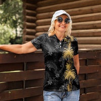 Hawaiian Honu And Surfboards Women Polo Shirt Gold Style - Polynesian Pride