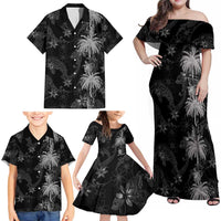 Hawaiian Honu And Surfboards Family Matching Off Shoulder Maxi Dress and Hawaiian Shirt Silver Style LT05 - Polynesian Pride