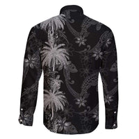 Hawaiian Honu And Surfboards Family Matching Off Shoulder Short Dress and Hawaiian Shirt Silver Style - Polynesian Pride