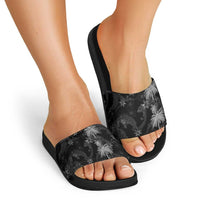 Hawaiian Honu And Surfboards Slide Sandals Silver Style - Polynesian Pride