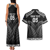 Custom New Zealand Maori Tiki Rugby Couples Matching Tank Maxi Dress and Hawaiian Shirt Go Aotearoa Maori Pattern LT05 - Polynesian Pride