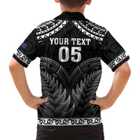 Custom New Zealand Maori Tiki Rugby Family Matching Off The Shoulder Long Sleeve Dress and Hawaiian Shirt Go Aotearoa Maori Pattern LT05 - Polynesian Pride
