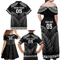 Custom New Zealand Maori Tiki Rugby Family Matching Off Shoulder Maxi Dress and Hawaiian Shirt Go Aotearoa Maori Pattern LT05 - Polynesian Pride