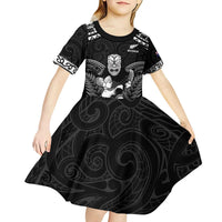 Custom New Zealand Maori Tiki Rugby Kid Short Sleeve Dress Go Aotearoa Maori Pattern LT05 - Polynesian Pride