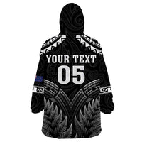 Custom New Zealand Maori Tiki Rugby Wearable Blanket Hoodie Go Aotearoa Maori Pattern LT05 - Polynesian Pride