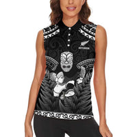 Custom New Zealand Maori Tiki Rugby Women Sleeveless Polo Shirt Go Aotearoa Maori Pattern LT05 - Polynesian Pride