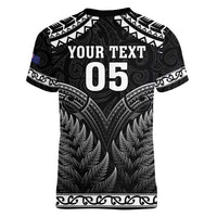 Custom New Zealand Maori Tiki Rugby Women V-Neck T-Shirt Go Aotearoa Maori Pattern LT05 - Polynesian Pride
