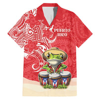 Personalized Puerto Rico Family Matching Mermaid Dress and Hawaiian Shirt Coqui Frog With Polynesian Pattern LT05 Dad's Shirt - Short Sleeve Red - Polynesian Pride