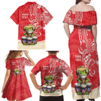 Personalized Puerto Rico Family Matching Off Shoulder Maxi Dress and Hawaiian Shirt Coqui Frog With Polynesian Pattern LT05 - Polynesian Pride