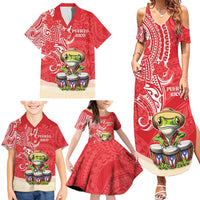 Personalized Puerto Rico Family Matching Summer Maxi Dress and Hawaiian Shirt Coqui Frog With Polynesian Pattern LT05 - Polynesian Pride