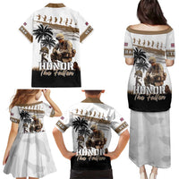 Hawaii Veterans Day Family Matching Puletasi and Hawaiian Shirt Honor The Fallen Flag Grunge Style LT05 - Polynesian Pride