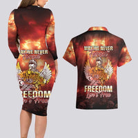 Hawaii Veterans Day Couples Matching Long Sleeve Bodycon Dress and Hawaiian Shirt May We Never Forget Freedom Isn't Free LT05 - Polynesian Pride